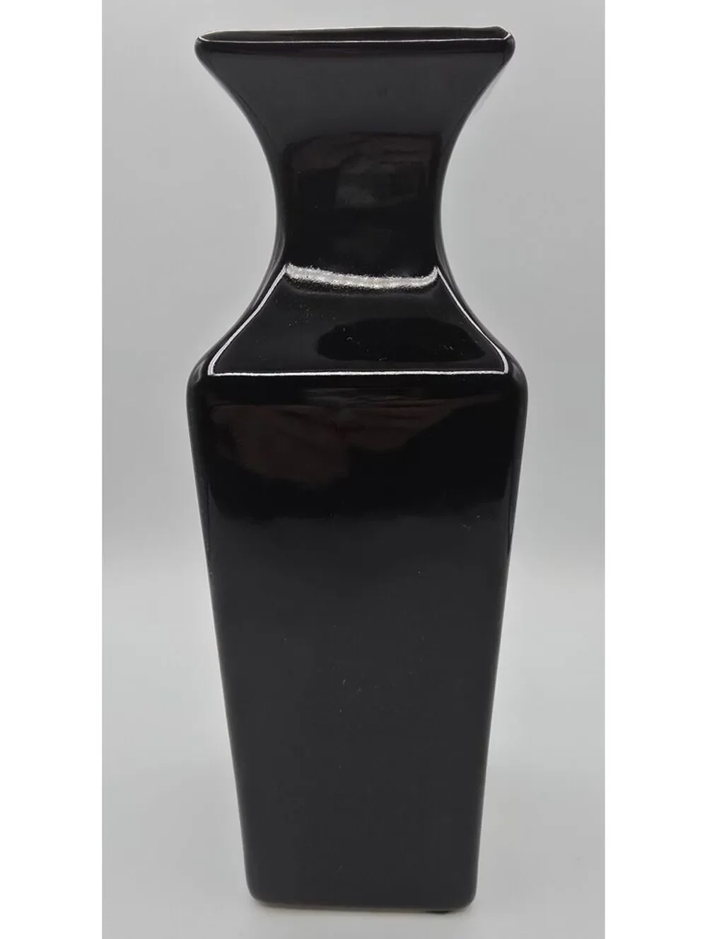 Haeger Floral Black Ceramic Modern Vase 616-05 USA 2004 12